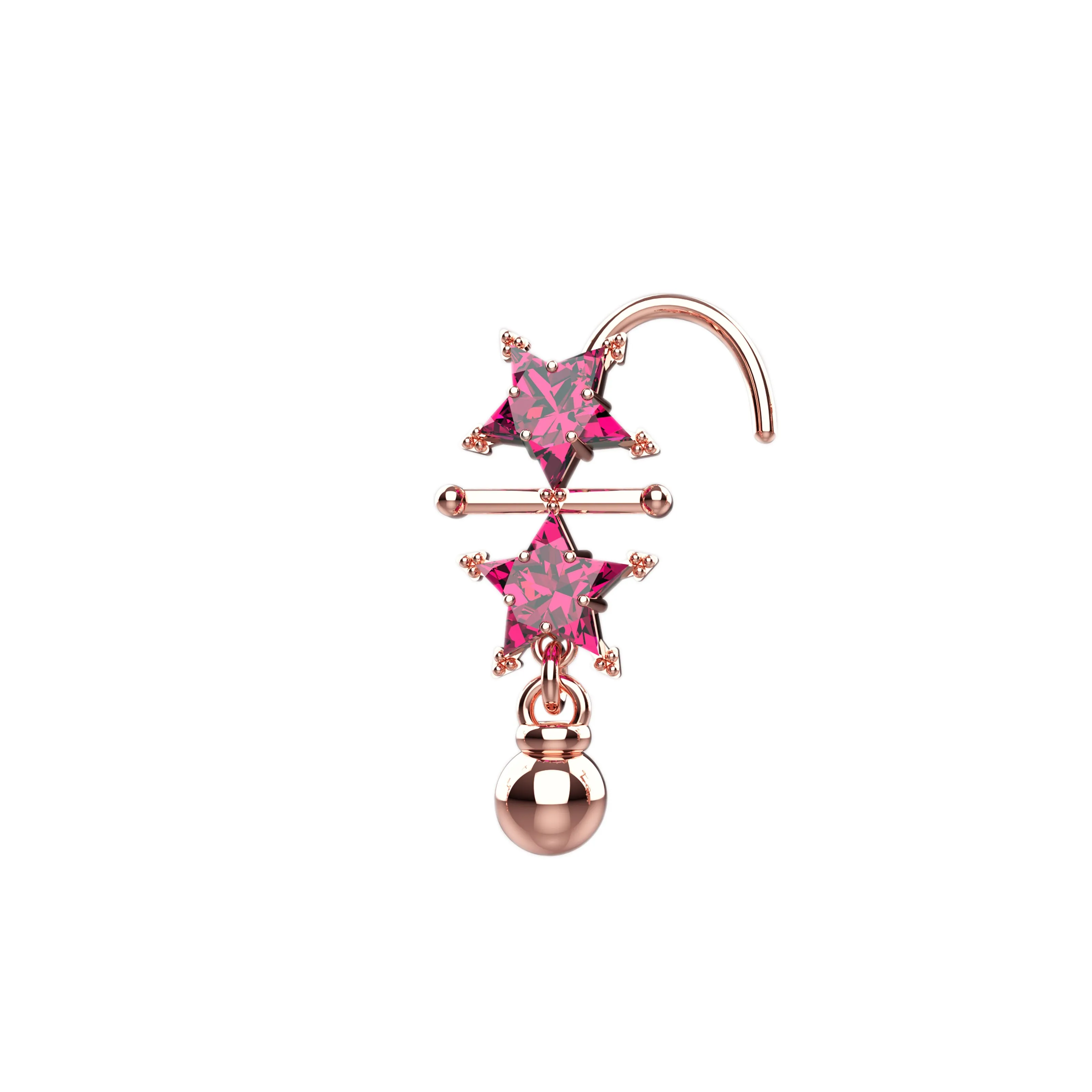 Star Dangle Nose Ring | Indian Nose Stud Gold Jewelry