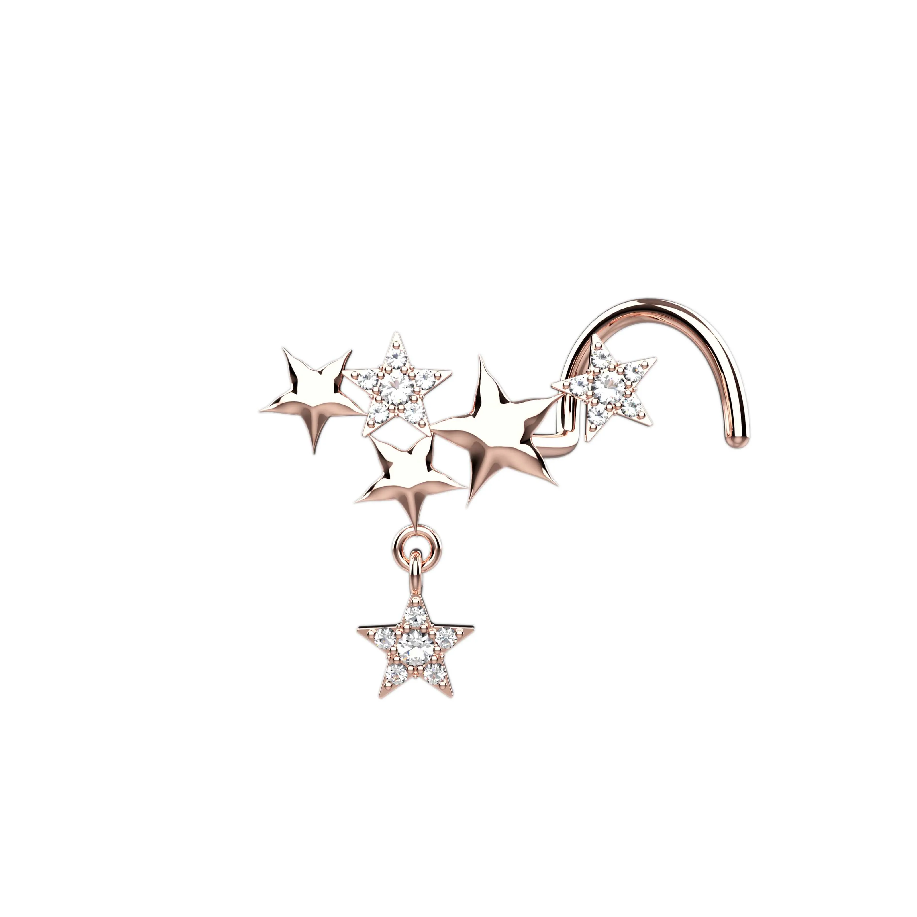 Star Nose Ring Piercing – Elegant Dangle Nose Ring for Women