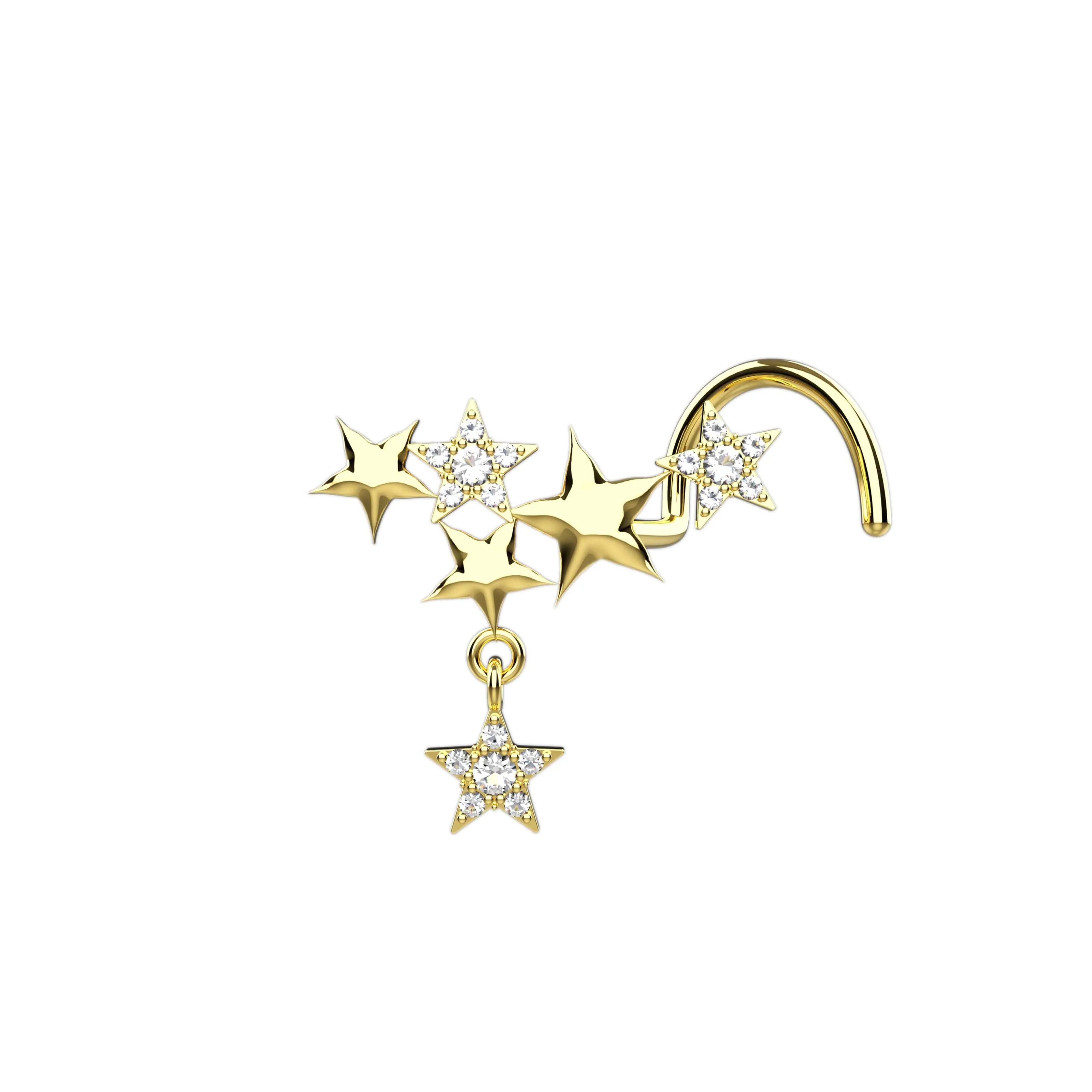 Star Nose Ring Piercing – Elegant Dangle Nose Ring for Women