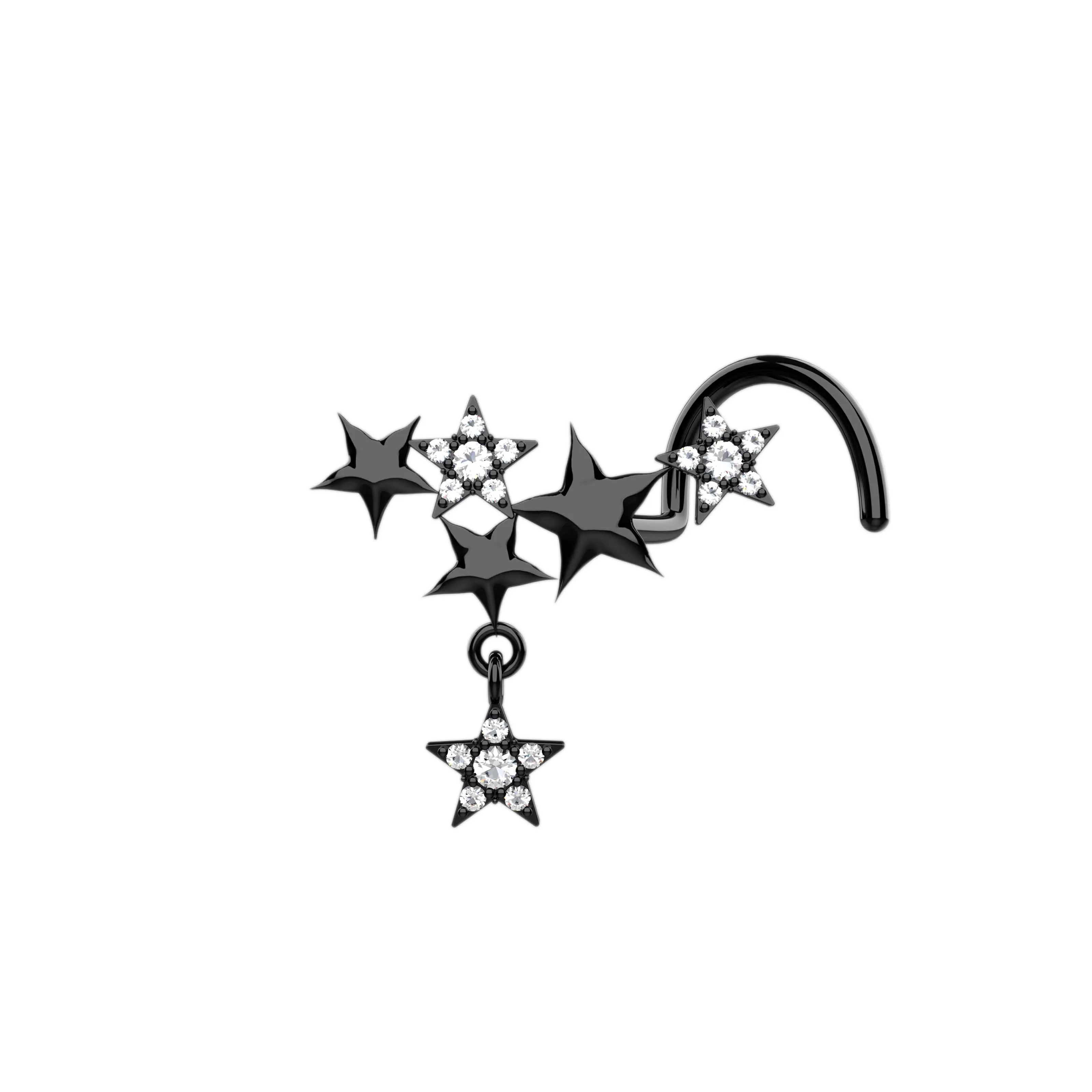 Star Nose Ring Piercing – Elegant Dangle Nose Ring for Women