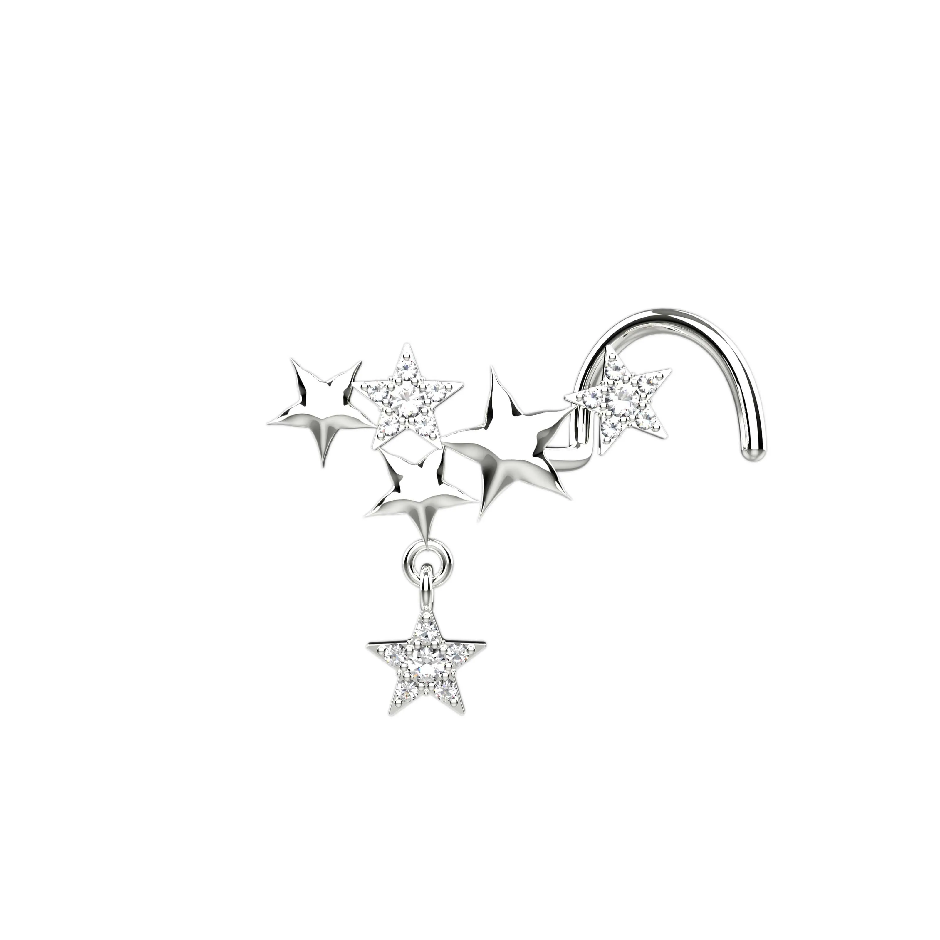 Star Nose Ring Piercing – Elegant Dangle Nose Ring for Women