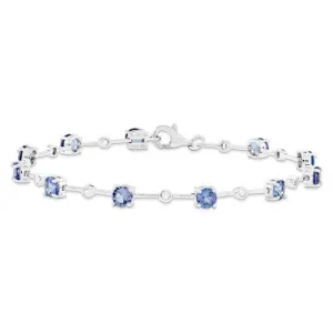 Sterling Silver Tanzanite & White Topaz Bracelet