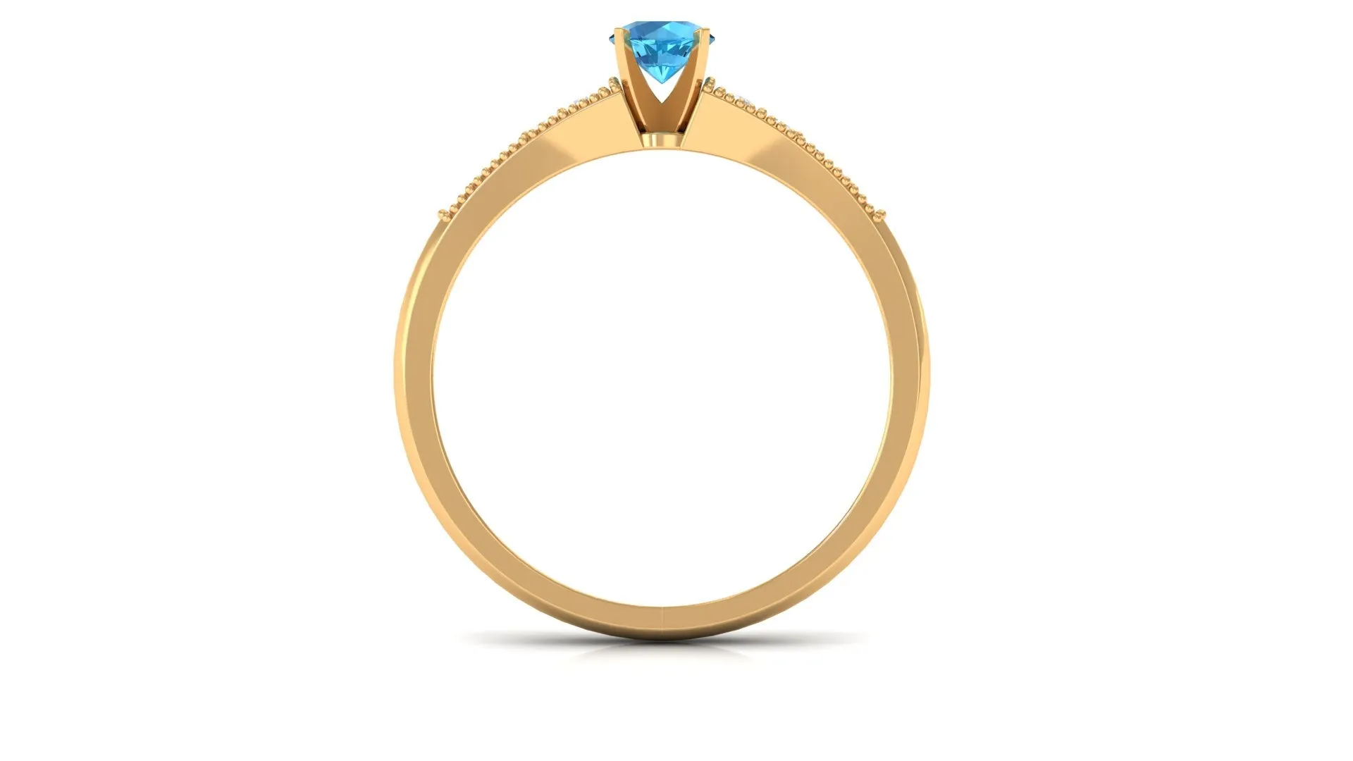 Swiss Blue Topaz Solitaire Ring with Diamond Side Stones