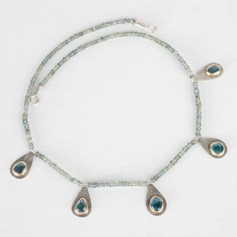 Tangier London Blue Topaz & Blue Green Sapphire Strand Necklace