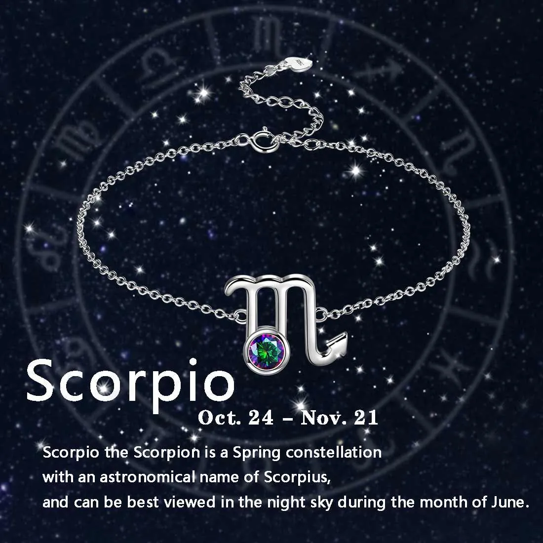 Tokyo Mart Scorpio Bracelet Women Girls Jewelry Birthday Gift Mystic Topaz Sterling Silver