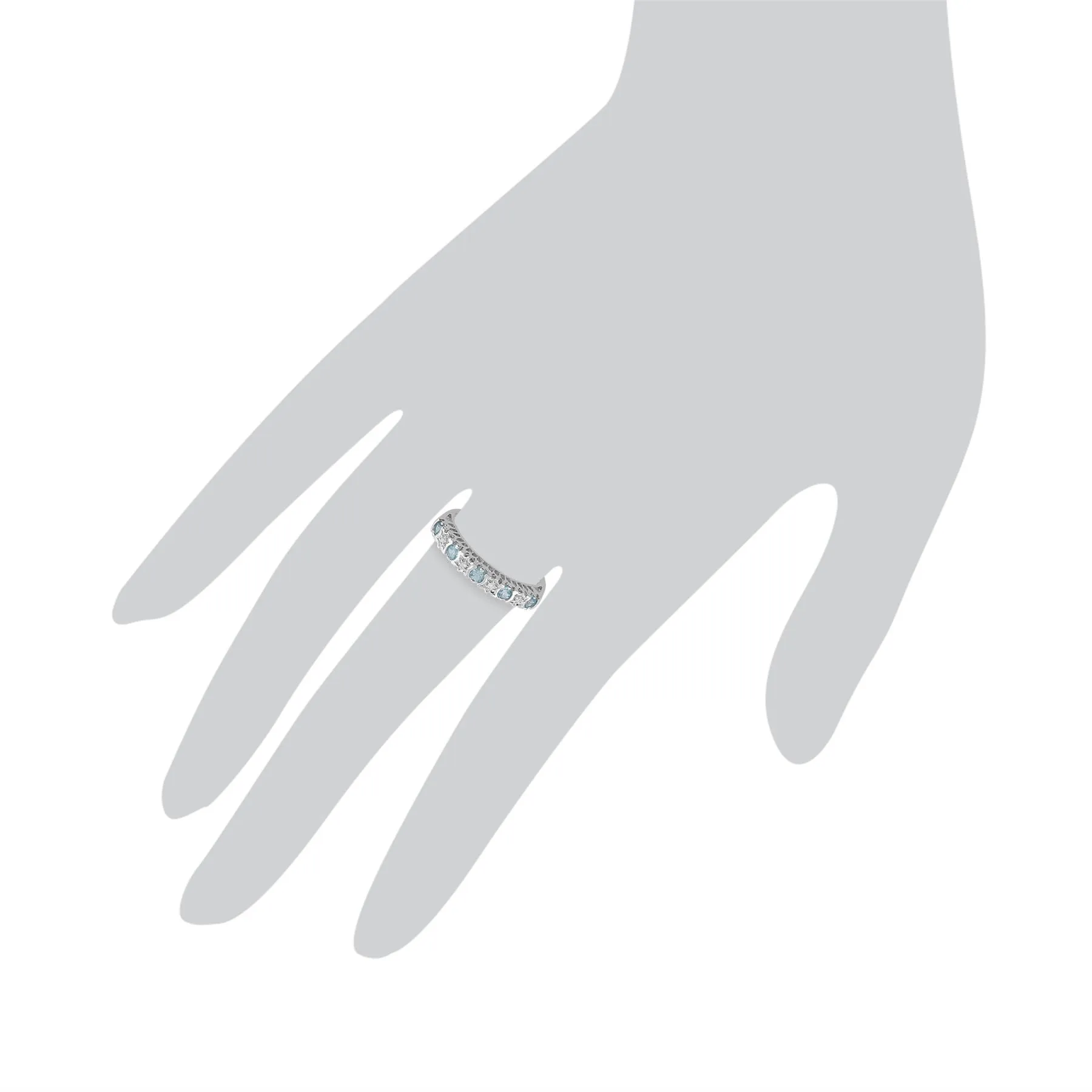 Topas Ring, 9 Karat Weiss Gold 0.30ct ct Blue Topas & Diamant halber Ewigkeitsring