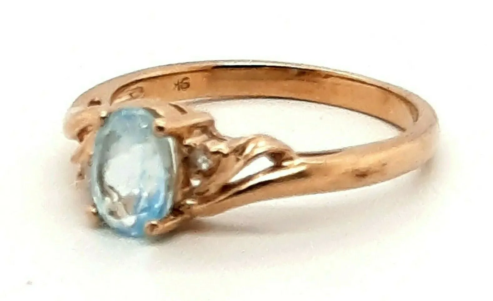 Topaz & Diamond 9ct Yellow Gold Ring Fine Engagement Jewellery Band Size M