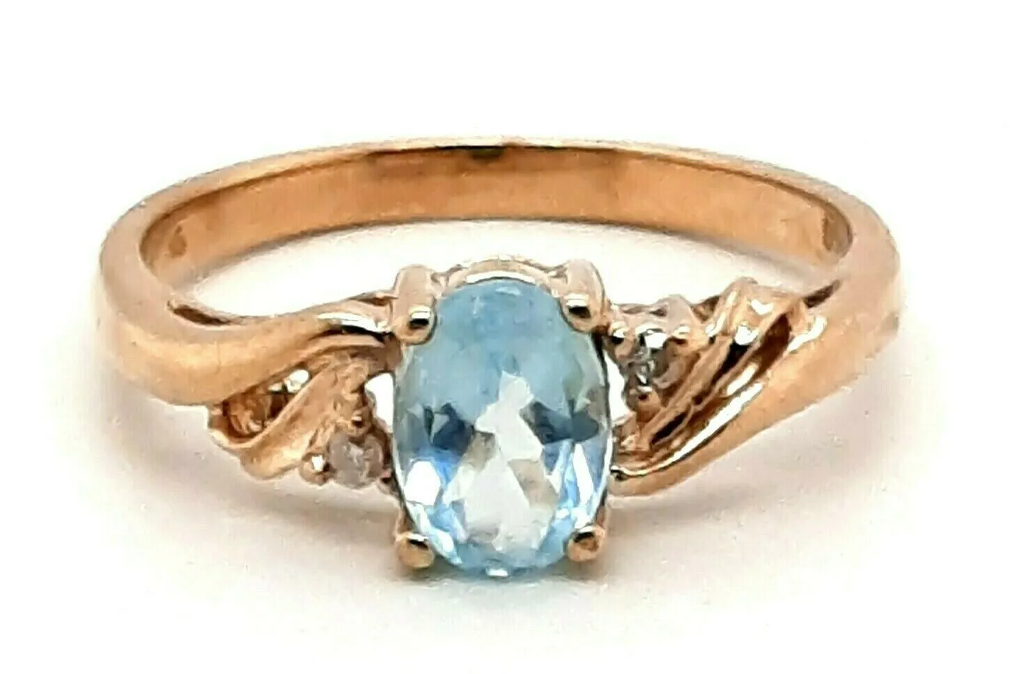Topaz & Diamond 9ct Yellow Gold Ring Fine Engagement Jewellery Band Size M