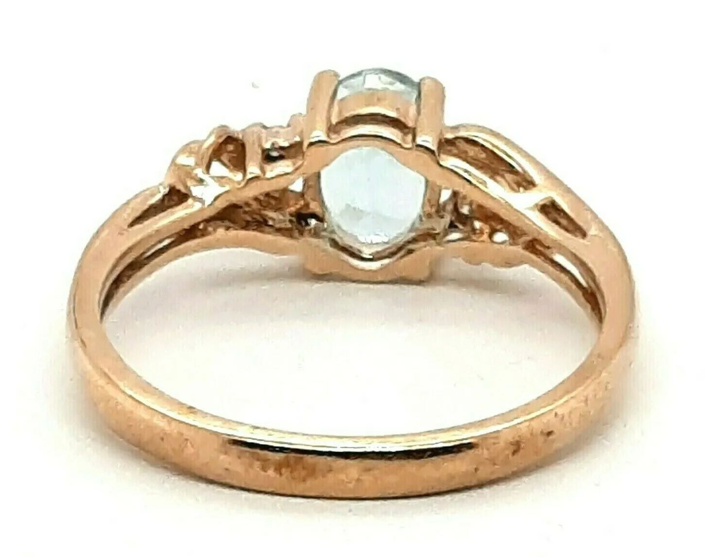 Topaz & Diamond 9ct Yellow Gold Ring Fine Engagement Jewellery Band Size M