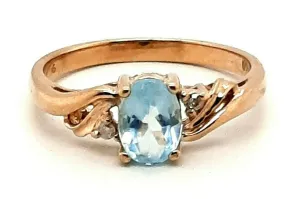 Topaz & Diamond 9ct Yellow Gold Ring Fine Engagement Jewellery Band Size M