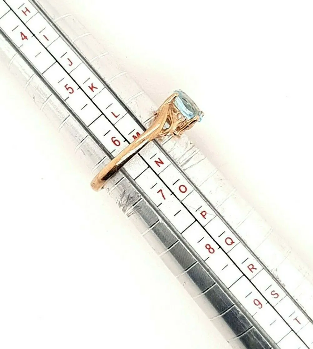 Topaz & Diamond 9ct Yellow Gold Ring Fine Engagement Jewellery Band Size M