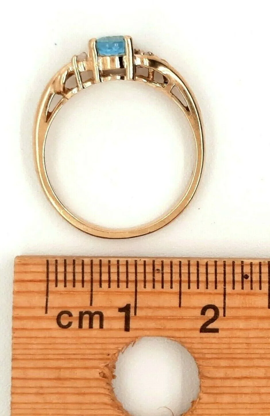 Topaz & Diamond 9ct Yellow Gold Ring Fine Engagement Jewellery Band Size M