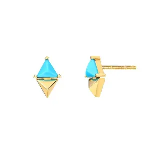 Triangle Turquoise Hinge Earrings  - 18k Gold   Turquoise