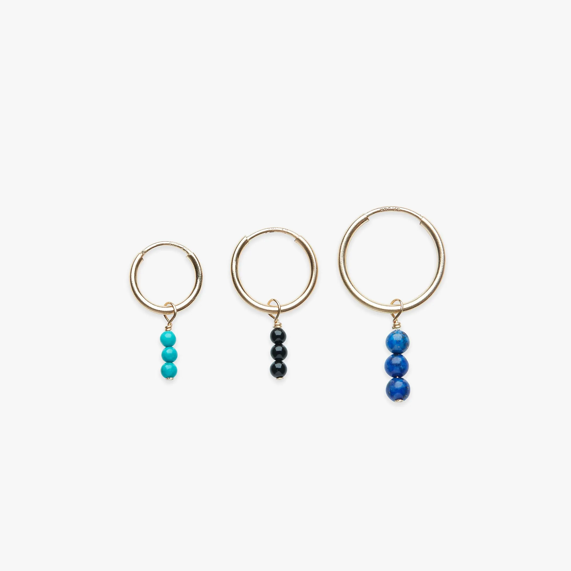 Triple Smooth Pebble charm earring gold filled