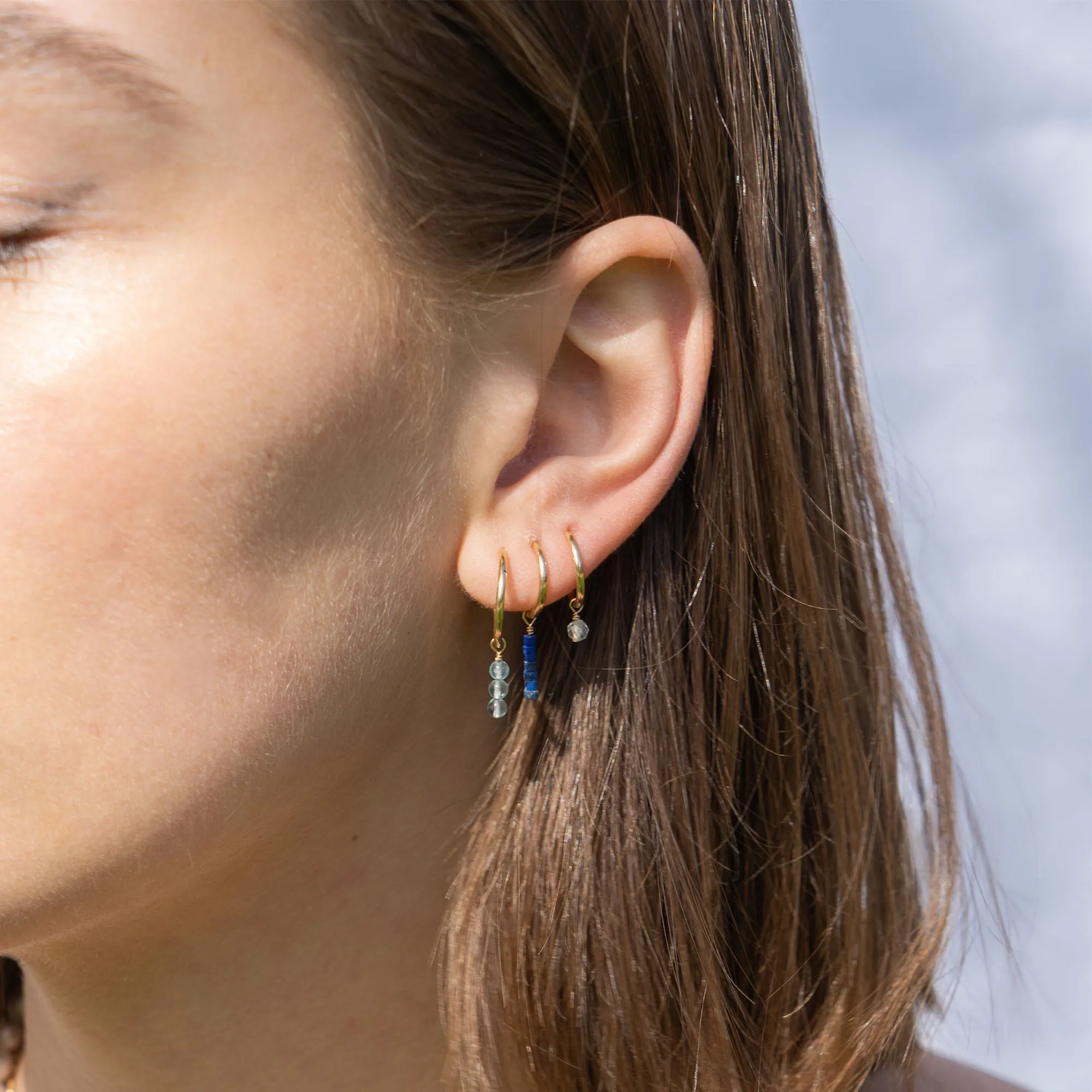 Triple Smooth Pebble charm earring gold filled
