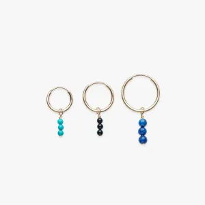 Triple Smooth Pebble charm earring gold filled