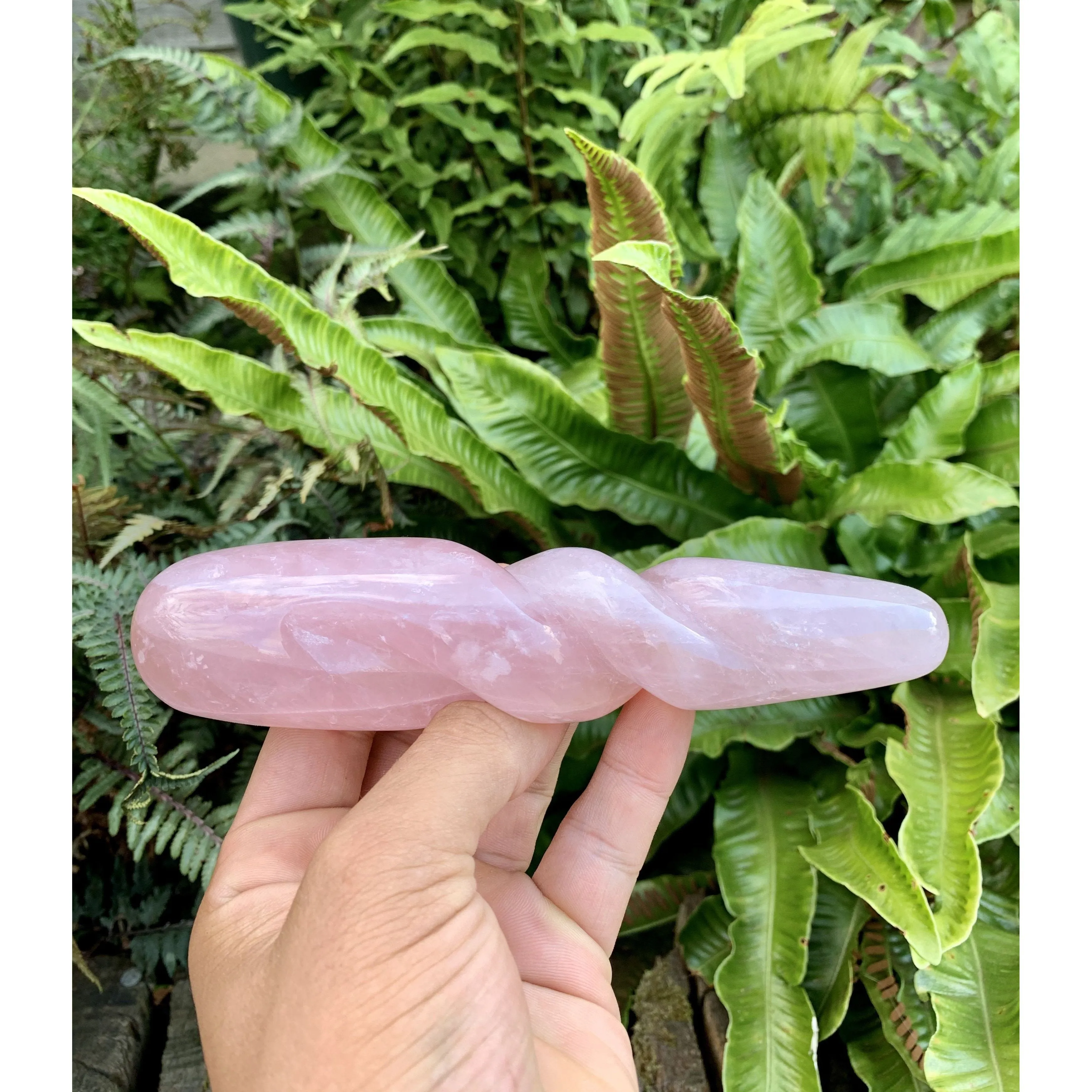 Twisted Rose Quartz Yoni Wand