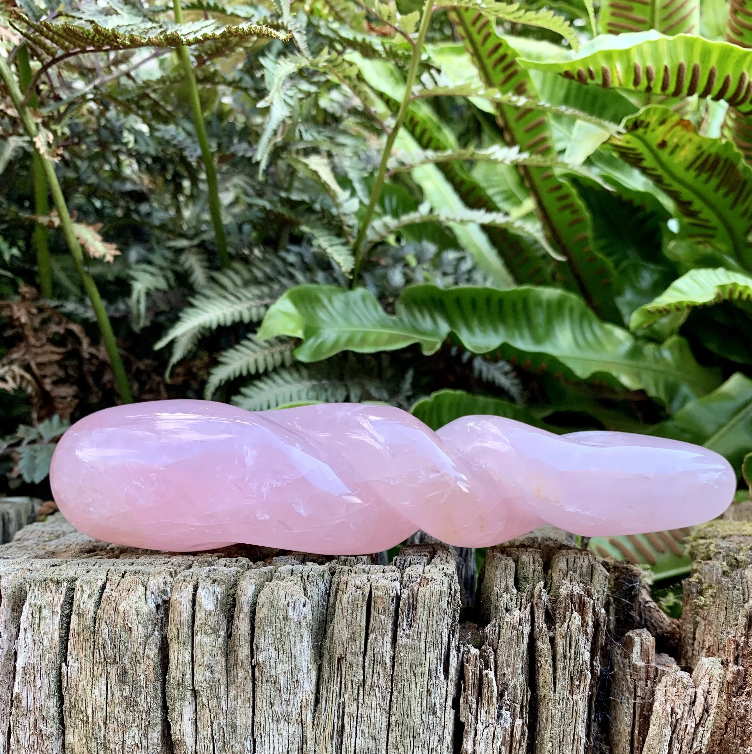 Twisted Rose Quartz Yoni Wand