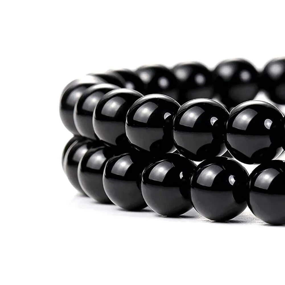 US 5 Strands Black Matte Onyx Bead Natural Frosted Gemstone Agate Round Necklace