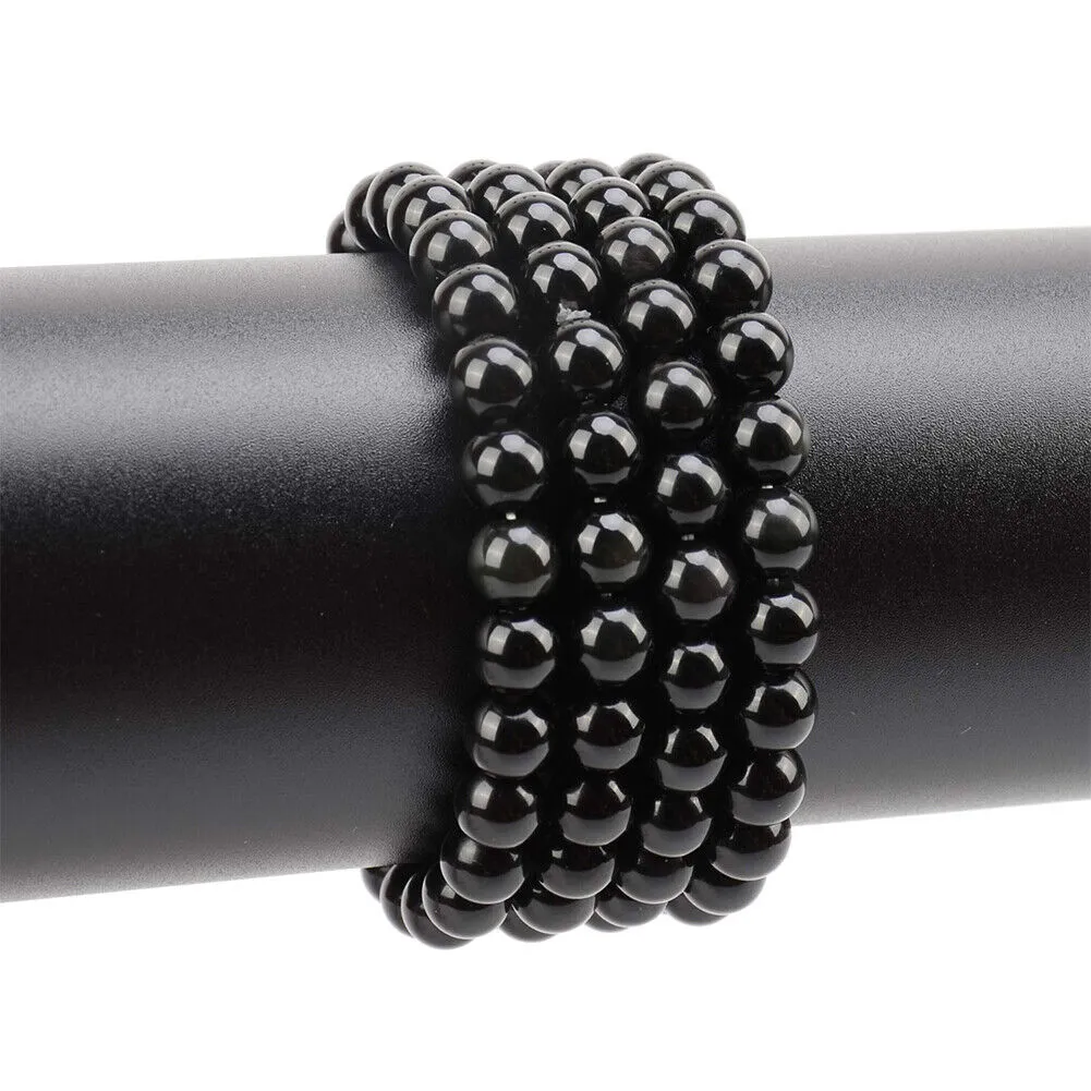 US 5 Strands Black Matte Onyx Bead Natural Frosted Gemstone Agate Round Necklace