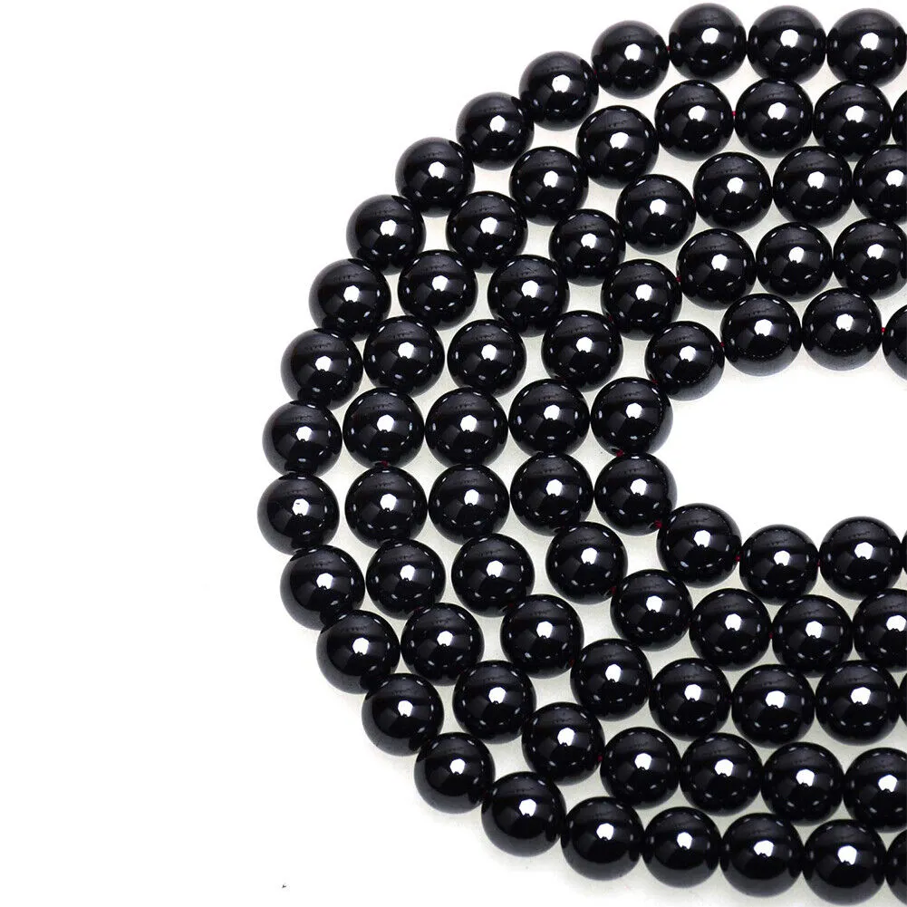 US 5 Strands Black Matte Onyx Bead Natural Frosted Gemstone Agate Round Necklace