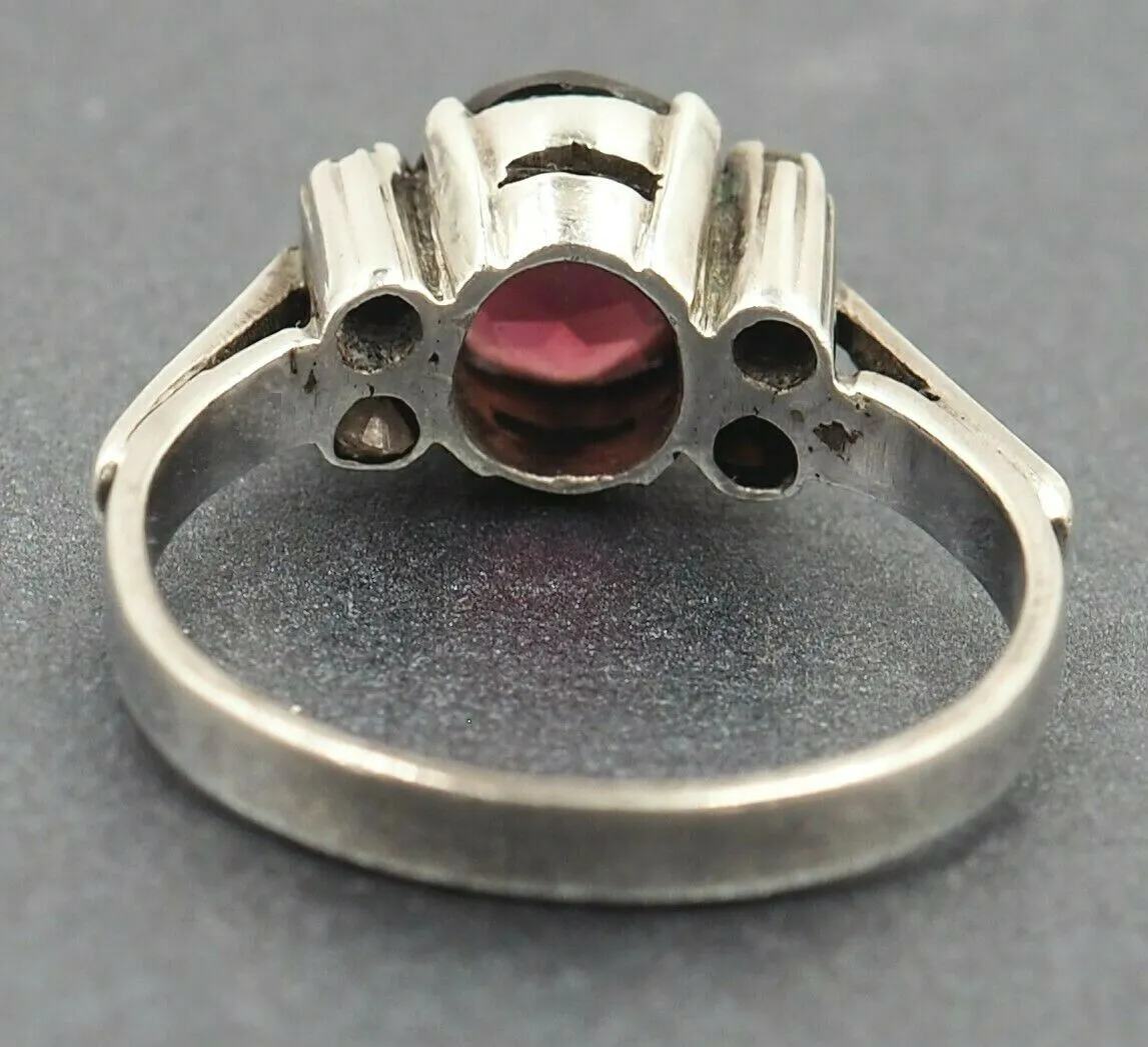 Vintage Sterling Silver Garnet Ring