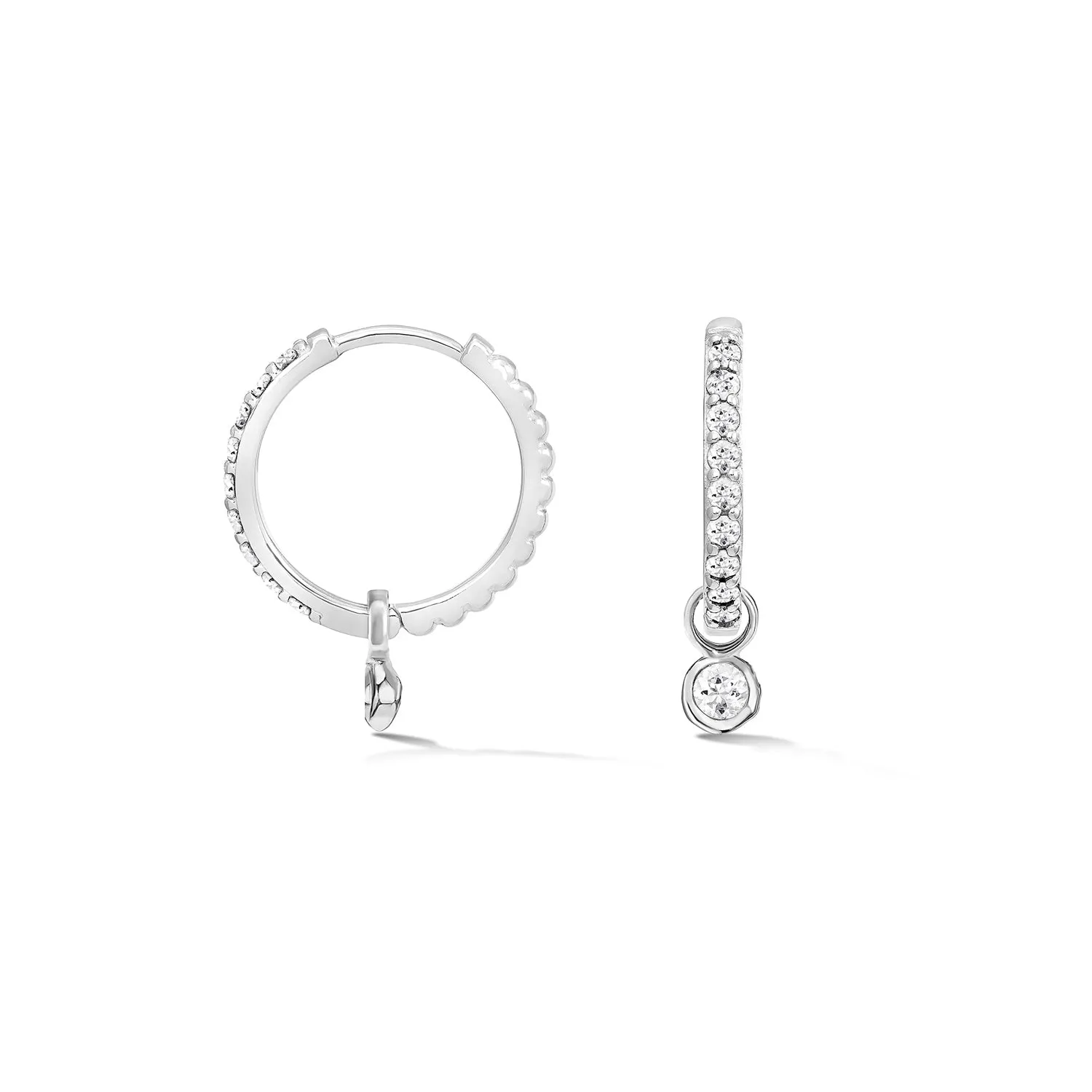 White Sapphire Dewdrop Charm Hoops