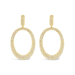 White Sapphire Open Oval Dangle Earrings