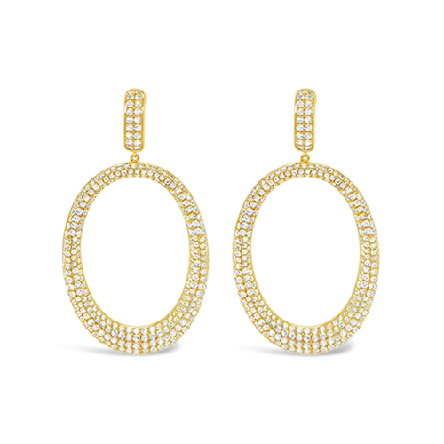 White Sapphire Open Oval Dangle Earrings