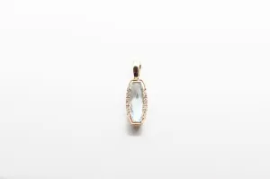 Yellow Gold Blue Topaz Milgrain Pendant